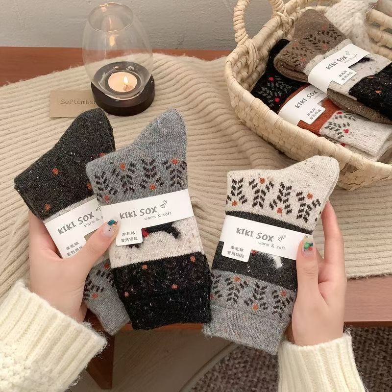 5 Pairs Dog Pattern Women Round Neck Cotton Socks Cute Fun Cartoon Printed Comfortable Sweat Absorbing Breathable Casual Socks