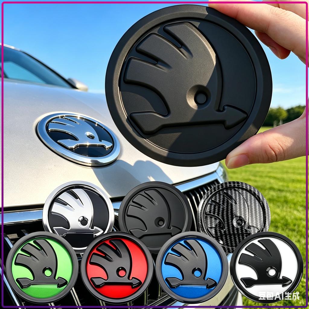 kypxb3 1Pcs 80/90/100MM Car Logo Front Hood Rear Trunk Emblem Styling For Skoda Octavia MK2 MK3 2 3 A7 Fabia Karoq Kodiaq Superb Rapid