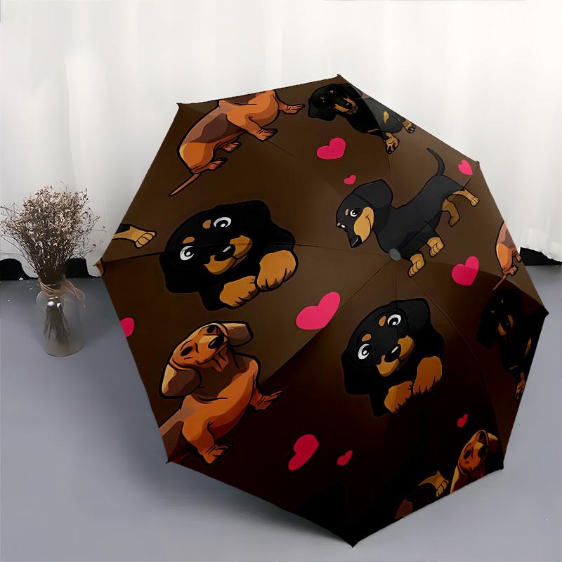 Dachshund Heart- Automatic Umbrella, Four Seasons Portable Folding Umbrella, Suitable for Men and Women, Travel, Daily Compact Umbrella, Out