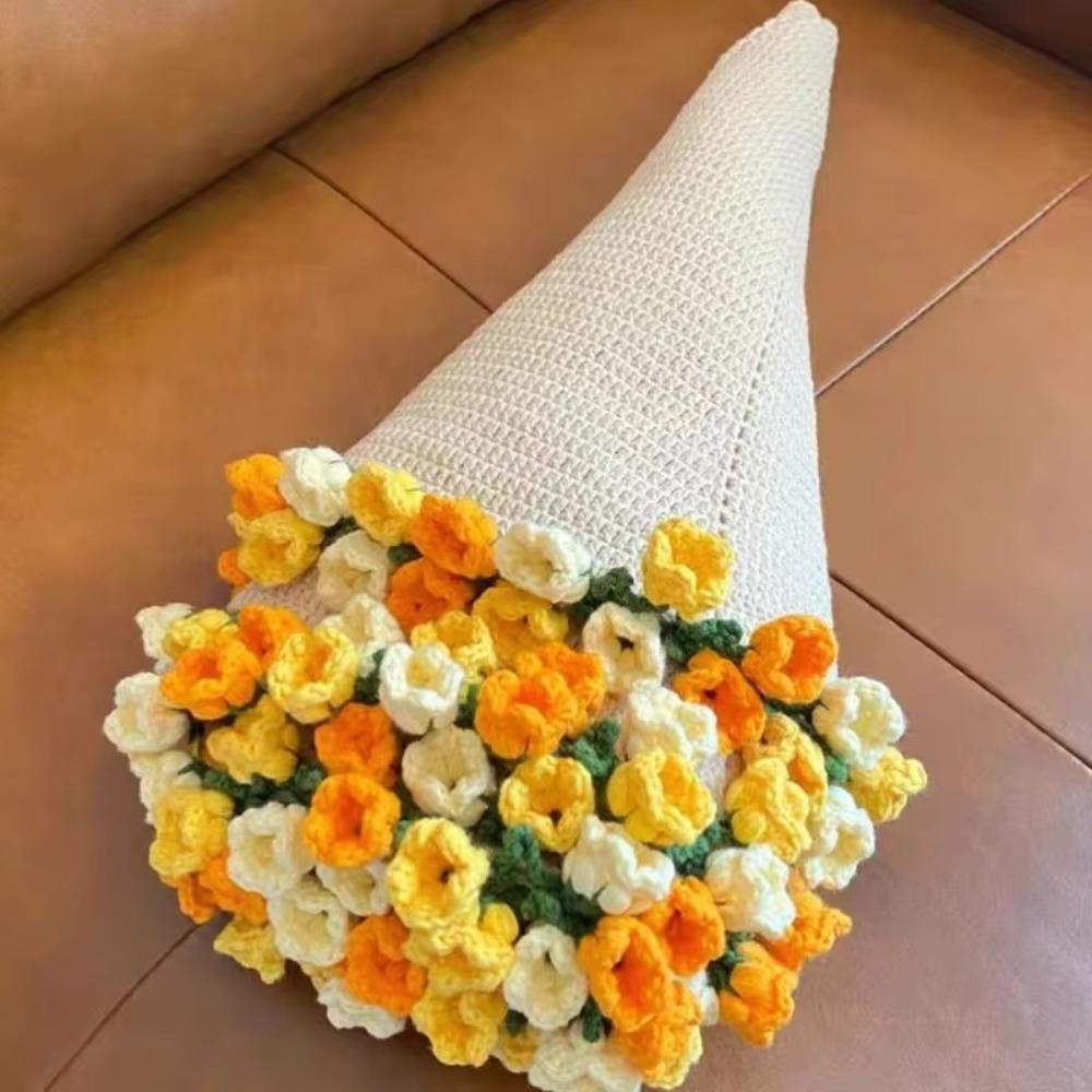 Unfinished Flower Bouquet Blanket Artificial Knitted Blanket  For Girlfriend and Mom Gift