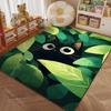 1PC Black cat hiding in leaves Pattern Rug Carpets for Bedroom Living Room Sofa Mat Creative Door Mat Cloakroom Home Decor