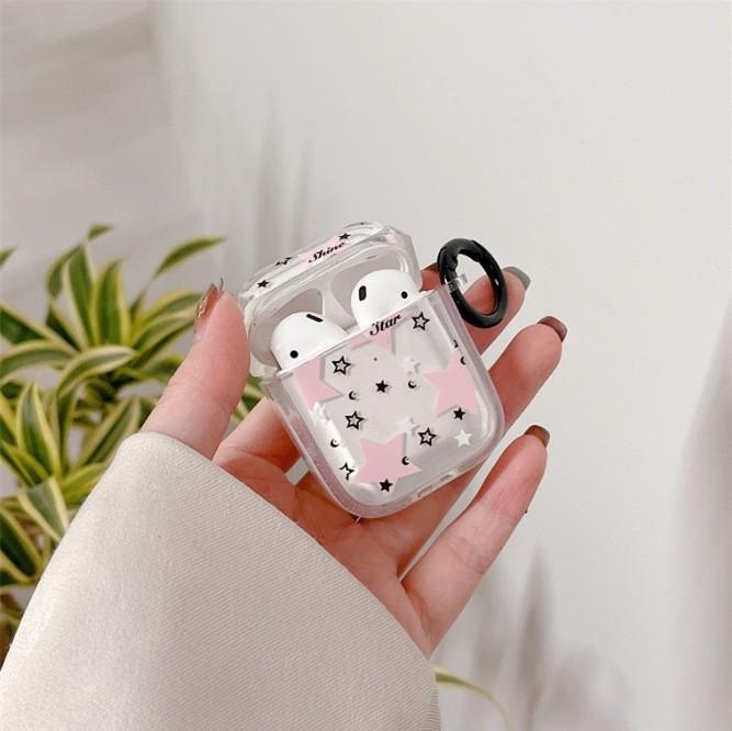 Ins simple pink stars for AirPods Pro protective case Bluetooth 1st generation AirPods 1 wireless earphone case