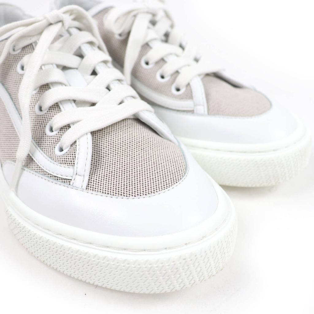 Отличные низкие кроссовки HERMES из кожи и ткани бело-серого цвета Женские 35 Б/у