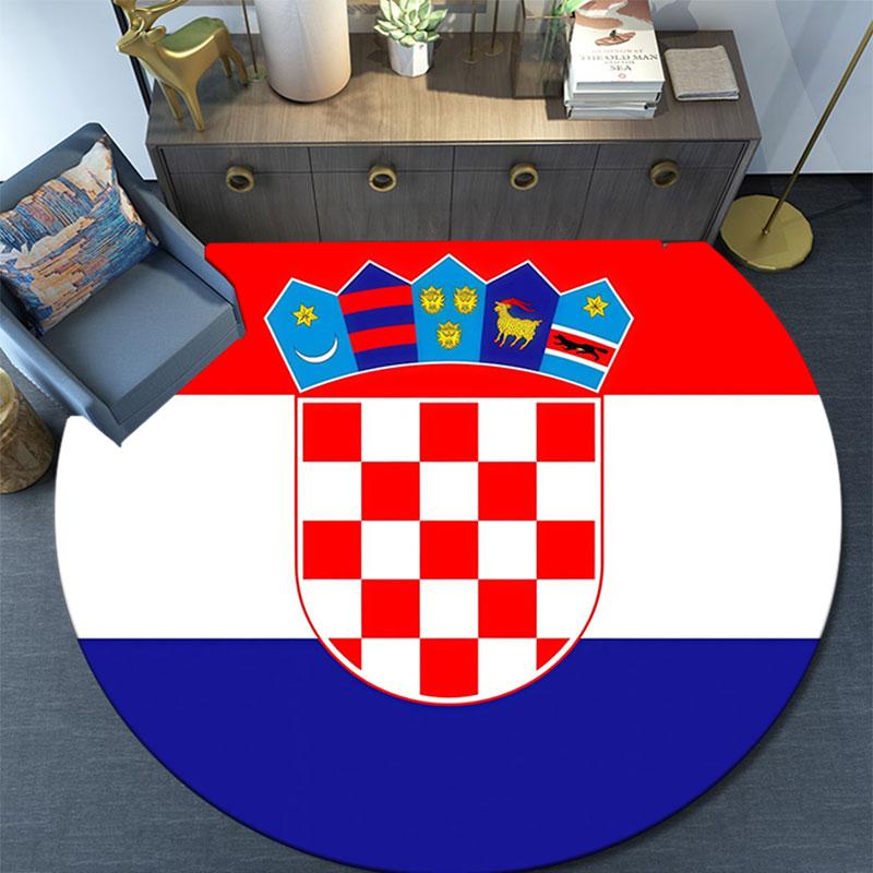 Croatia National Football Team pattern round rug,Carpet Rug for Living Room Bedroom Playroom ,Non-slip Floor Mat,Holiday Gifts and Birthday Gifts.