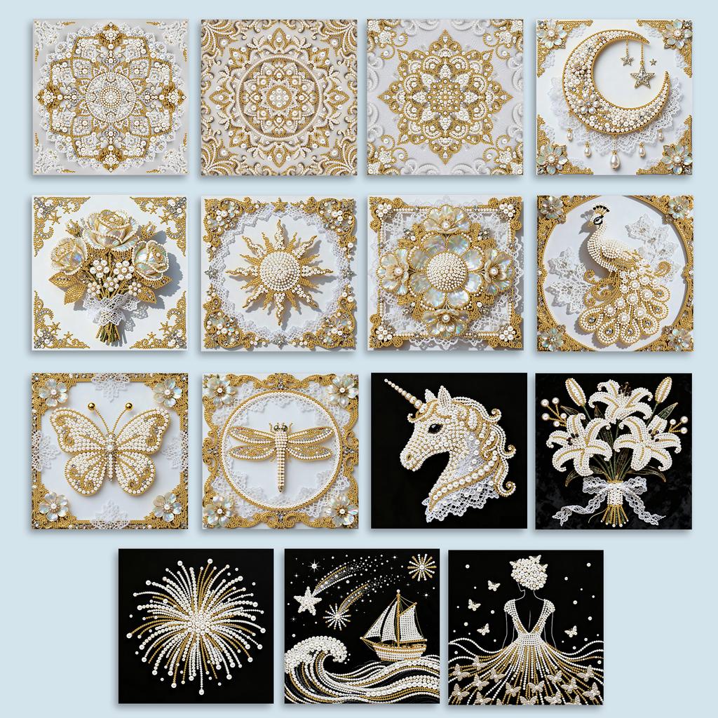 DIY Pearl Gem Art Diamond Painting Kits for Adults/Beginners Gift Home Decor Art Diamond Painting 25x25cm With Frame