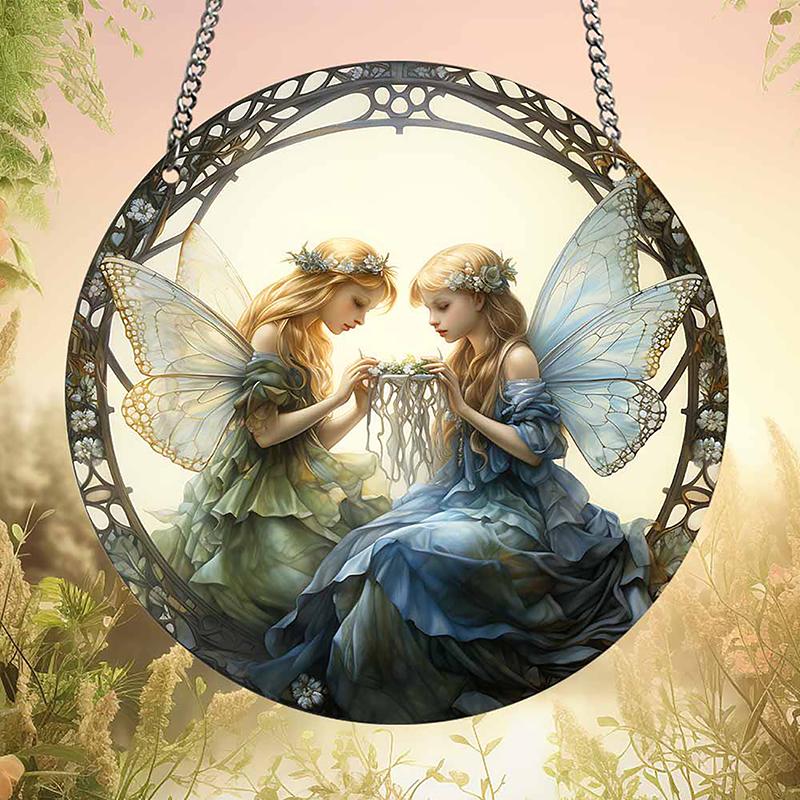 Fairy Elf Windows Hangings Suncatcher Acrylic Stained Suncatchers Ornament Stained Panel Sun Catcher Decoration CDN
