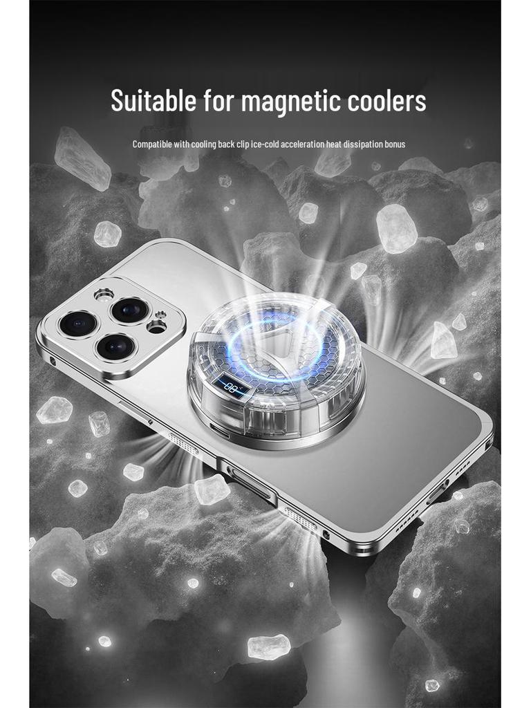 Ультратонкий Легкий Металлический Чехол для iPhone 16/15 Pro с Дизайном Пряжки в Виде Морского Конька и Теплоотводом