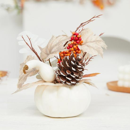 Пенопластовые тыквенные осенние украшения из тыквы с реалистичными кленовыми листьями и ягодами, центральные элементы стола, декор для Дня благодарения, столовая, кухня