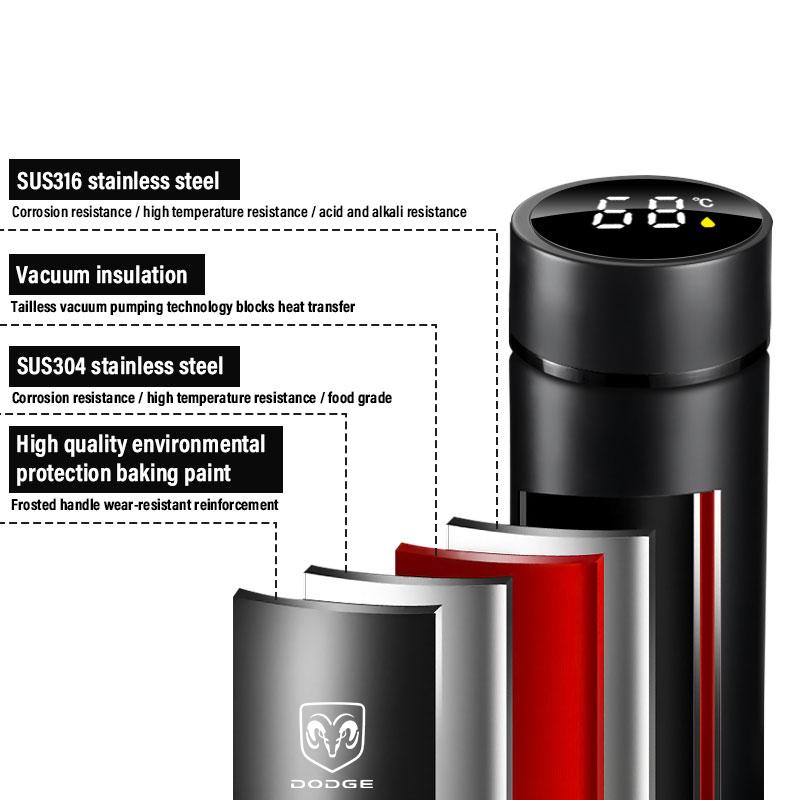 500 мл Умная термокружка с фильтром для кофе, фляга для напитков с дисплеем температуры для Dodge Journey Ram 1500 Dart Dakota Durango Challeager NITRO SRT Charger