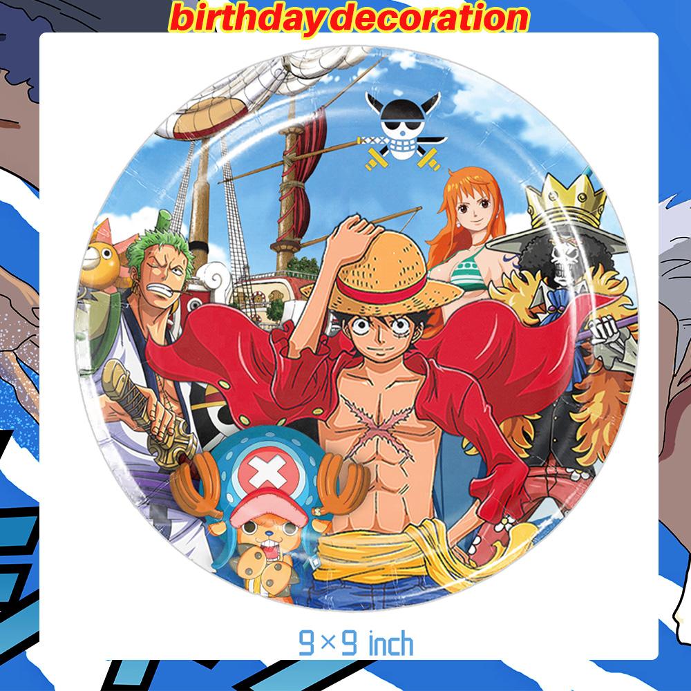 Декор для дня рождения One Piece Воздушные шары Луффи Зоро Одноразовые тарелки для вечеринки Баннер Мешки для подарков Мальчики Принадлежности для детского душа Круглые Сенсорные Сжимаемые Прыгающие