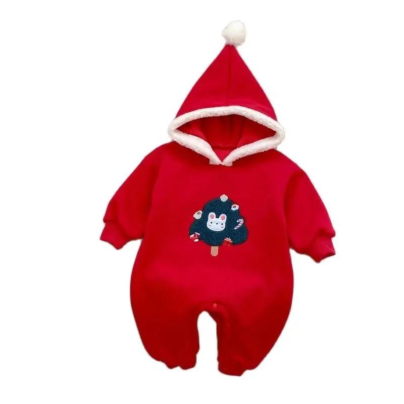 Детские рождественские комбинезоны с капюшоном, осенне-зимняя толстовка для малышей, комбинезон, детская одежда, новогодний детский комбинезон, детский наряд