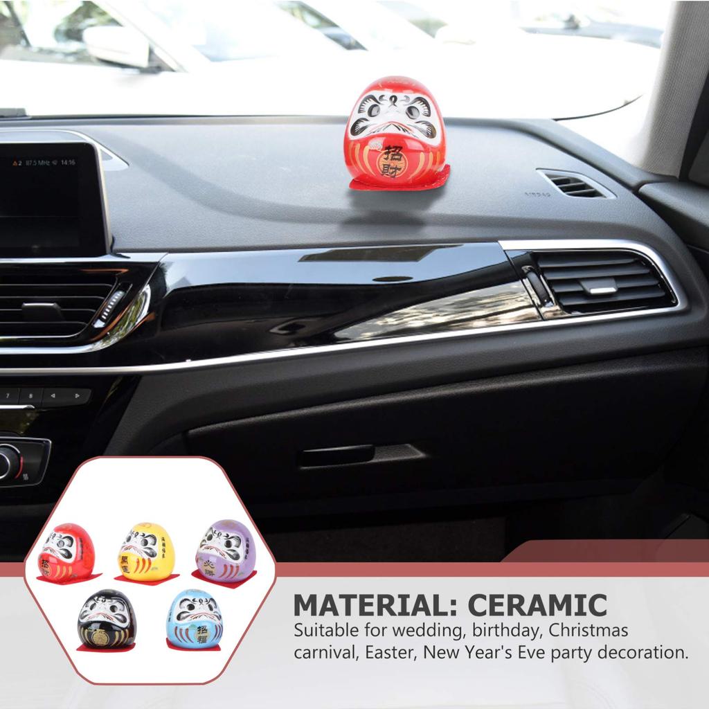 FRCOLOR Дарума мини Дарума традиционный хороший Дзен процветающий парчовый салон автомобиля счастливый сувенир на Новый год набор статуэтка, кукла, ремесло, керамика, удача,