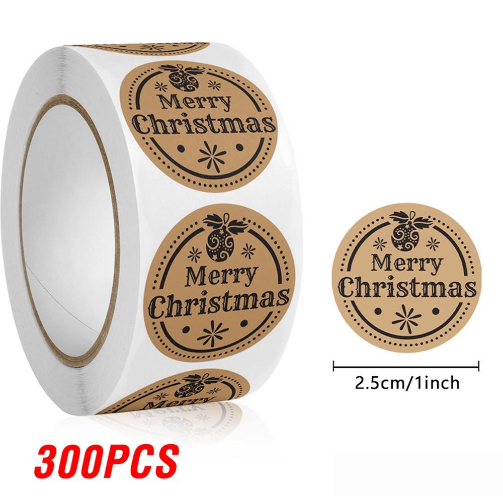 100-500pcs Merry Christmas Sticker , Round Adhesive Decoration Sticker for Cards Envelope Seal Xmas Gift Wraps Box Bags