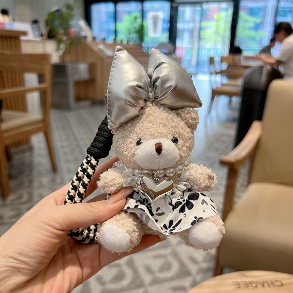 Цветочное платье плюшевый медведь брелок милый автомобильный брелок модная мягкая кукла кулон подарок