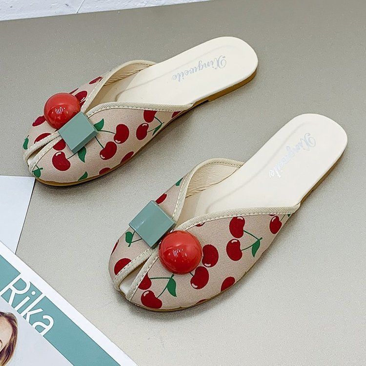 Шлепанцы Kawaii Shoes Round Toe Cute Women Slippers and Lady Sandals Mules Summer 2024 Flat Outside Comfortable Elegan Y 39 W