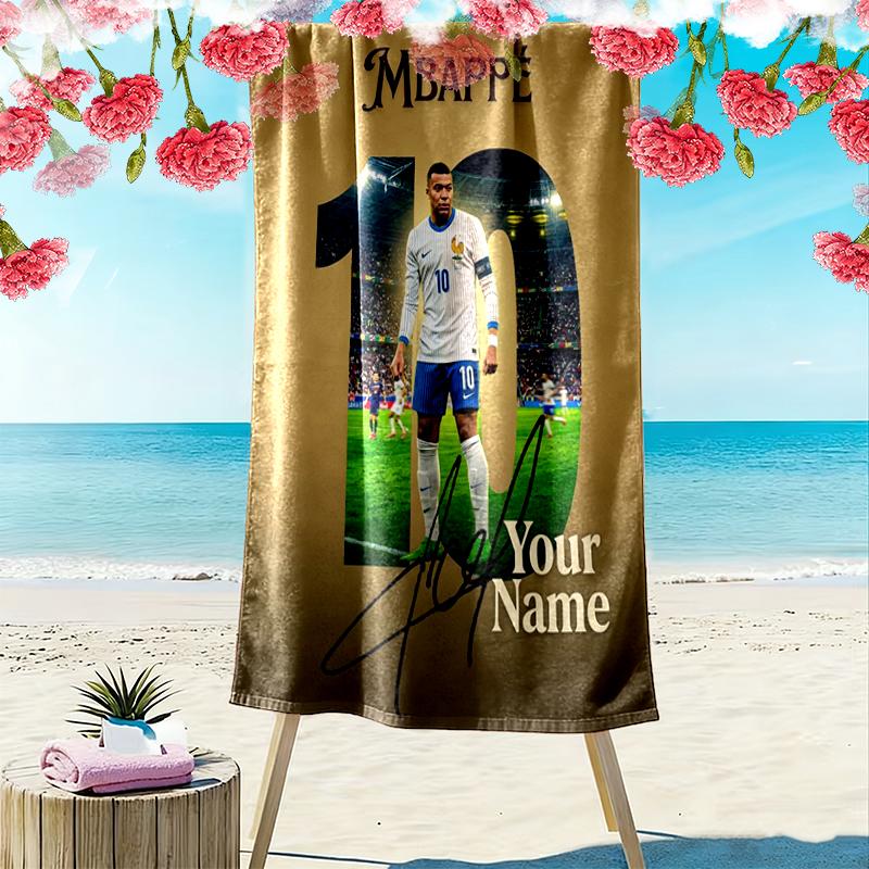 Custom NameFootball player Beach Towel Soft Microfiber Summer Towel Quick Dry Absorbent Towel for Beach Swimming Pool Travel