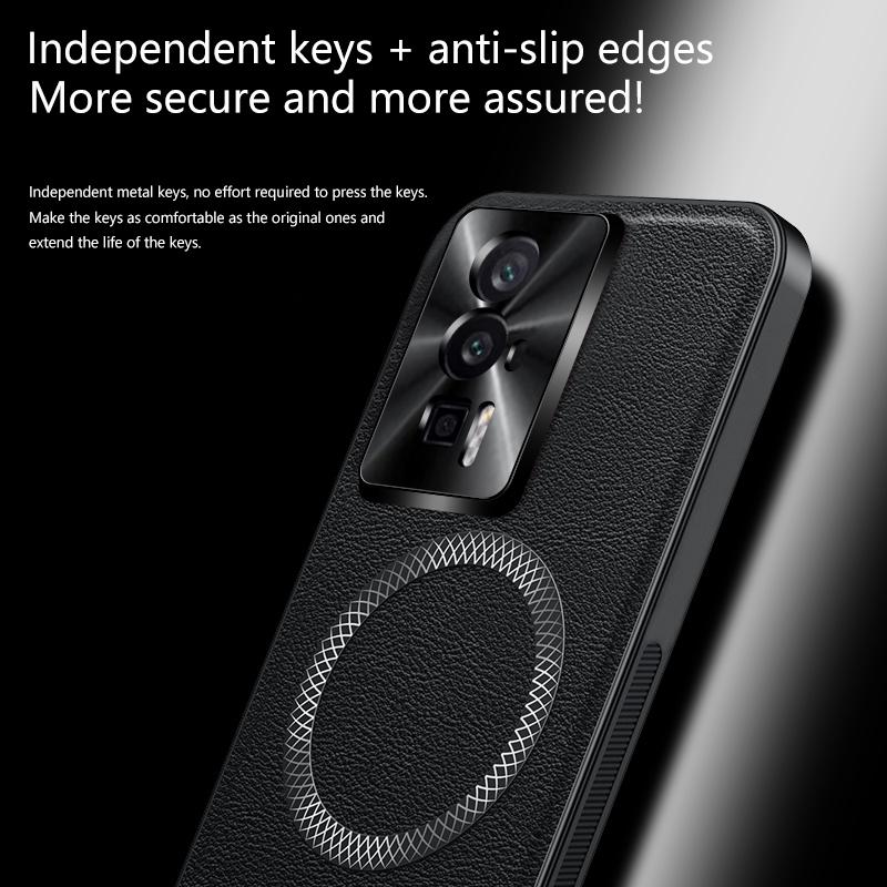 For Poco F5 Pro Case Magnetic Elegant Leather Wear-Resistant Lens Fully Covered Non-Slip Grip Edge Cover Shell