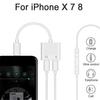 Адаптер-разветвитель 2 в 1 с разъемом 3,5 мм и кабелем для зарядки для iPhone X/8/7