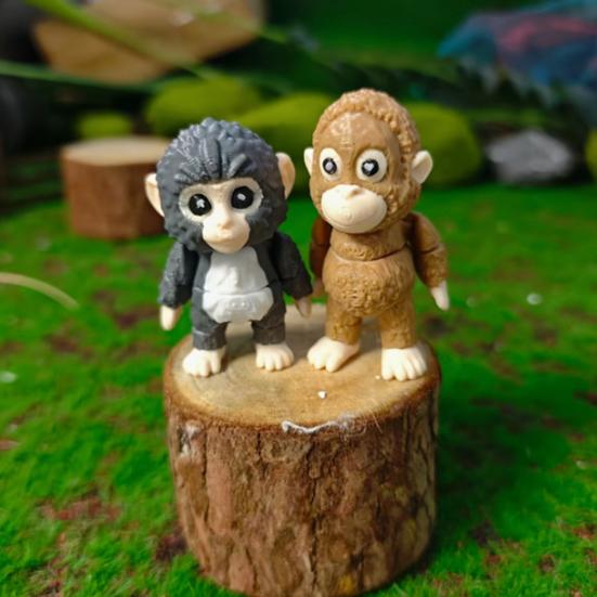 2 шт. 3D-печатная фигурка обезьяны с подвижными суставами, мини-статуэтка орангутана, антистресс-игрушка, украшение для дома, офиса, рабочего стола