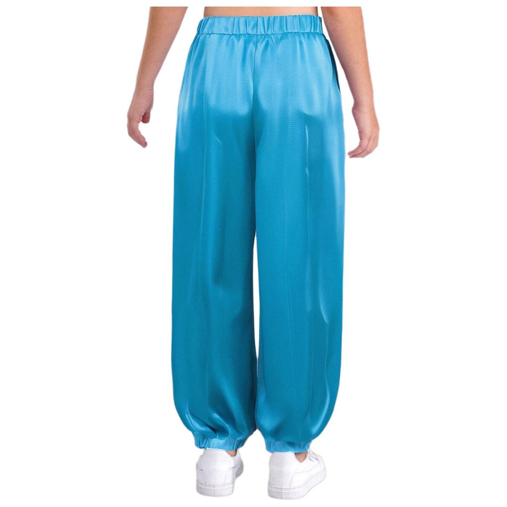 Kids Performance Bloomers - Loose Satin Belly Dance Pants with Elastic Waistband for Parties & Shows