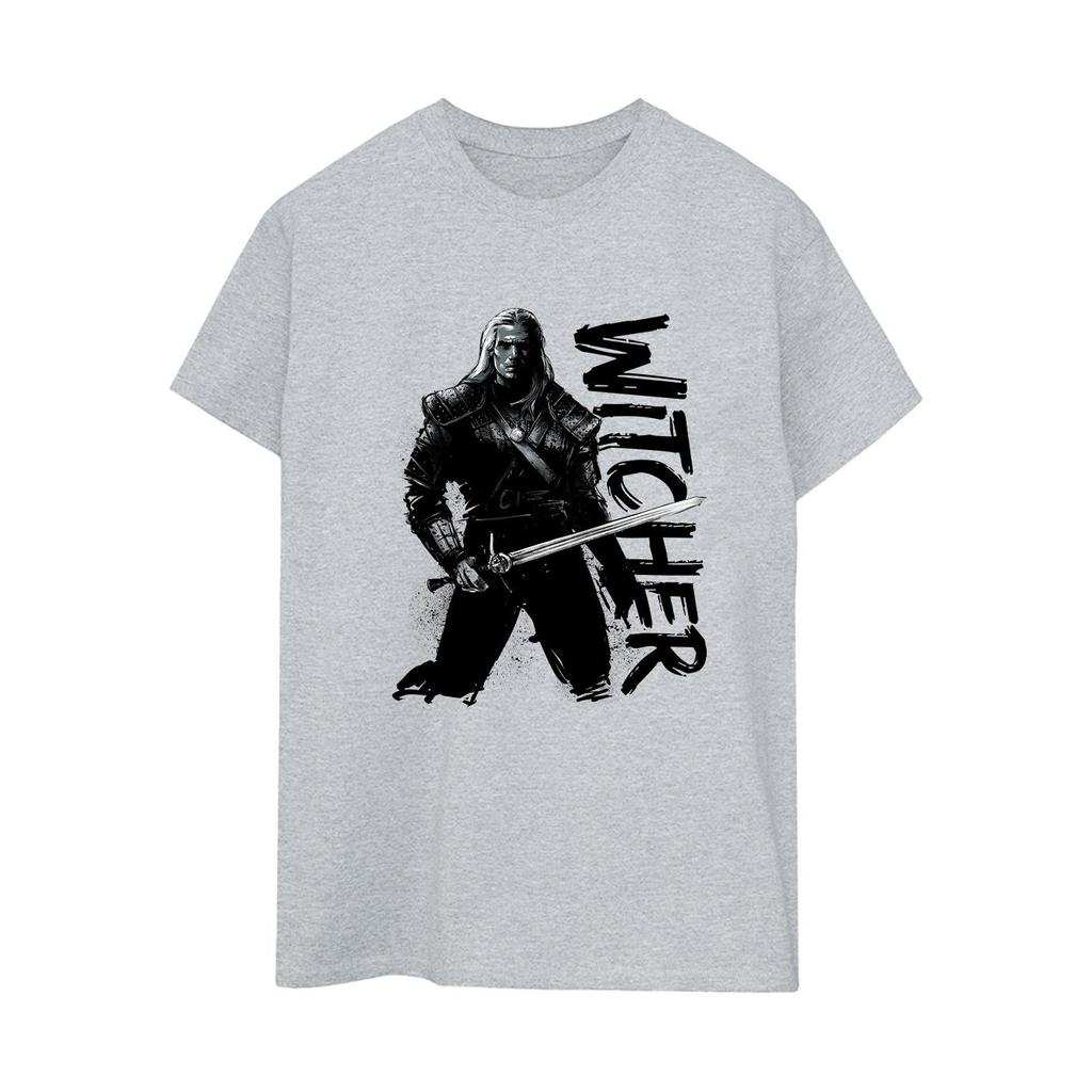 Netflix Womens/Ladies The Witcher Sketch Geralt Cotton Boyfriend T-Shirt