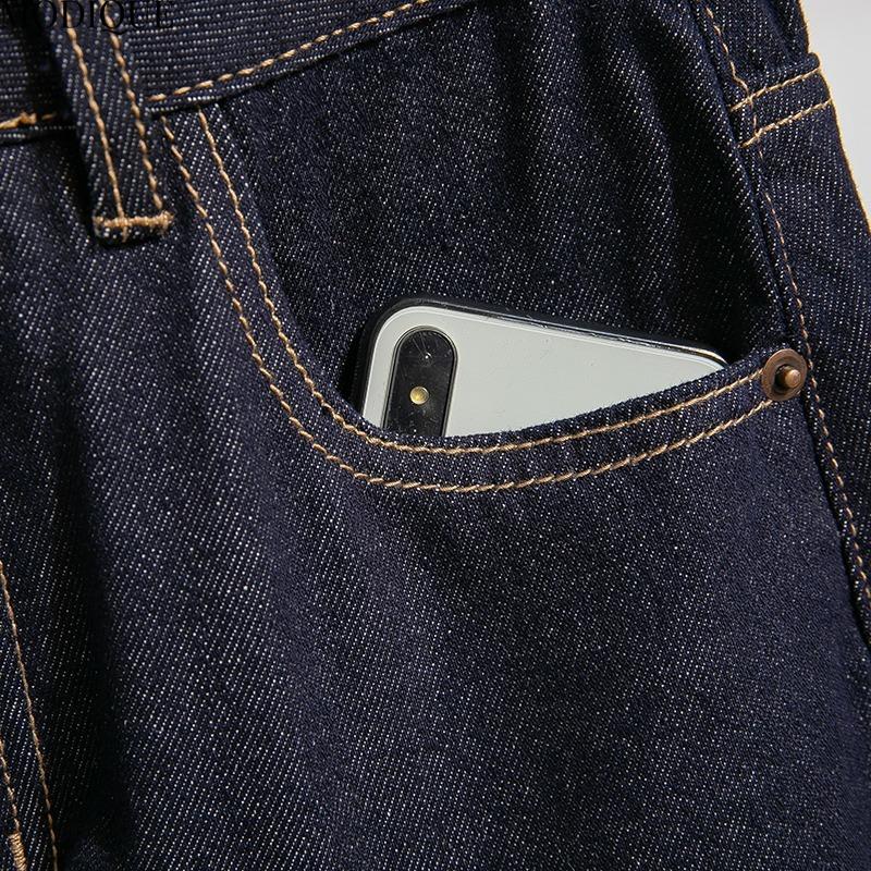 MODIQUE 2025 New Plus Size Summer Women's Loose Casual Straight Wide Leg Mopping Pants Ladies Elastic Solid Color Blue Denim Long Jeans