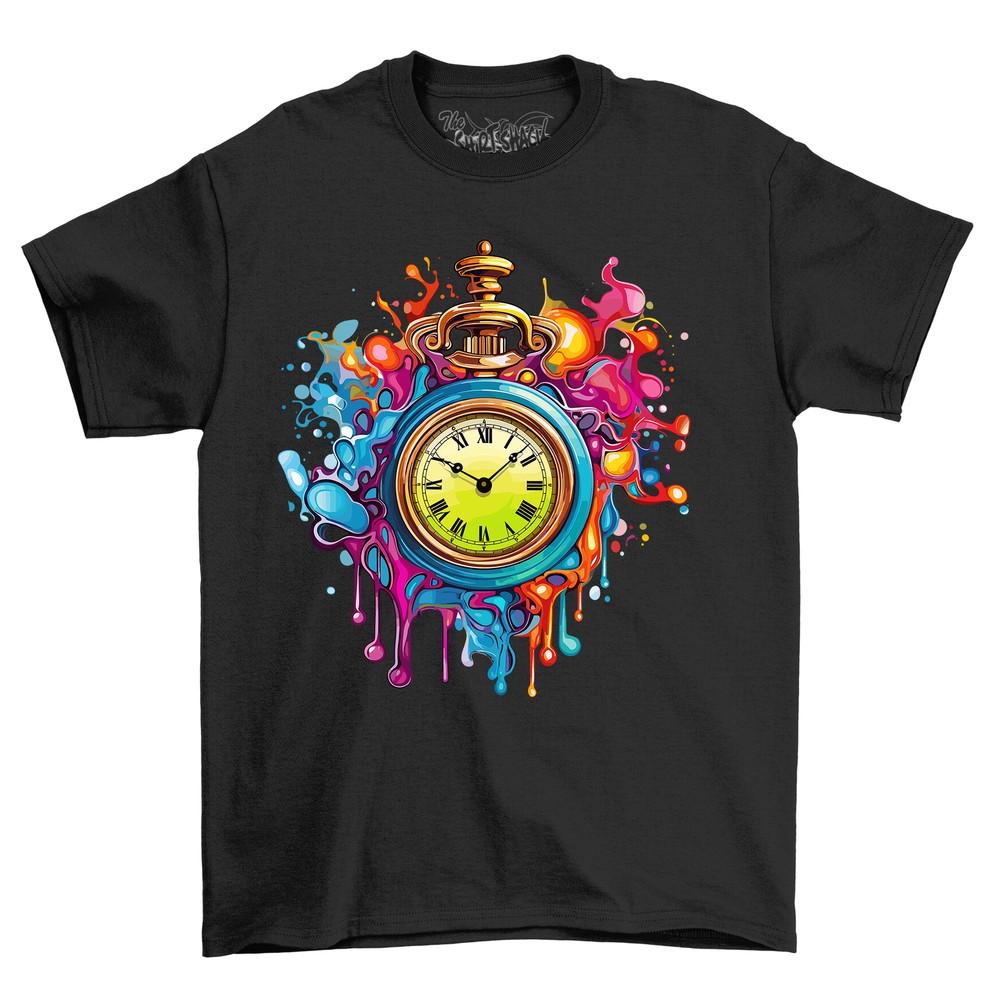 Clock Paint Drip Design T-shirt - Time To Get Artsy! Funny T-shirt, Unisex Print