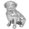[A3316] - Silver 'Pug' Resin Figurine - 19x18x11 Cm