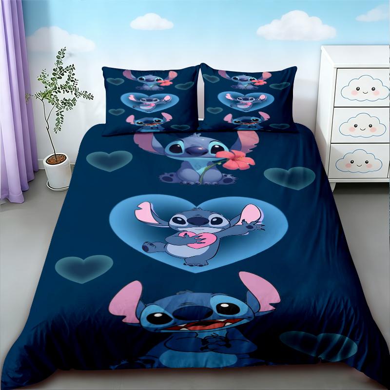 Stitch & Lilo Stitch Duvet Cover Cartoon Quilt Cover Soft and Breathable Bedding Set Twin Size for Bedroom Decor Best Gifts