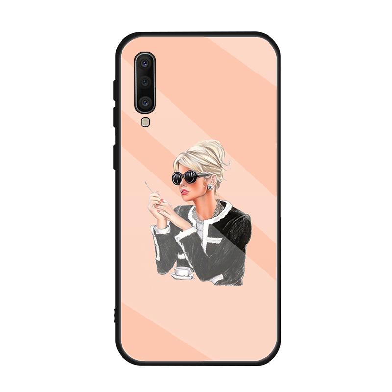 Модный женский закаленный стеклянный чехол для Samsung Galaxy A10S A10E A20S A20E A30S A40 A50S A60 A70 A80 A90 A6 A7 A8 чехол-оболочка