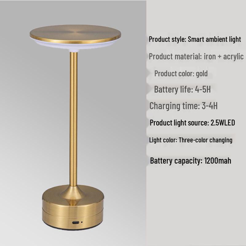 LED Retro Touch Table Lamp – Induction Flying Saucer Design for Hotels & Restaurants, Rechargeable I-Shaped Metal Lighting Fixture.