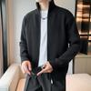 Мужской свитер, пальто, застежка-молния, трикотаж, эластичный, с длинными рукавами, воротником-стойкой, верхняя одежда, однотонный повседневный кардиган, повседневная школьная куртка средней длины