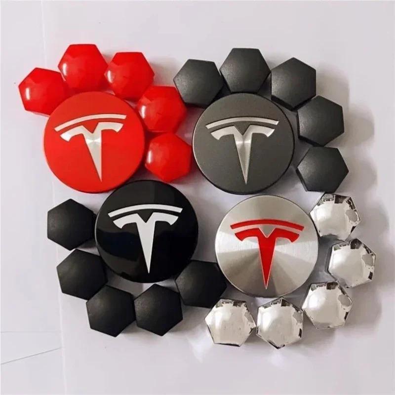 56mm Center Hub Caps for Tesla Model 3 Y S X Car Wheel Valve Cap Tire Lug Nut Protective Cover Exterior Decoration 25pcs / 29pcs