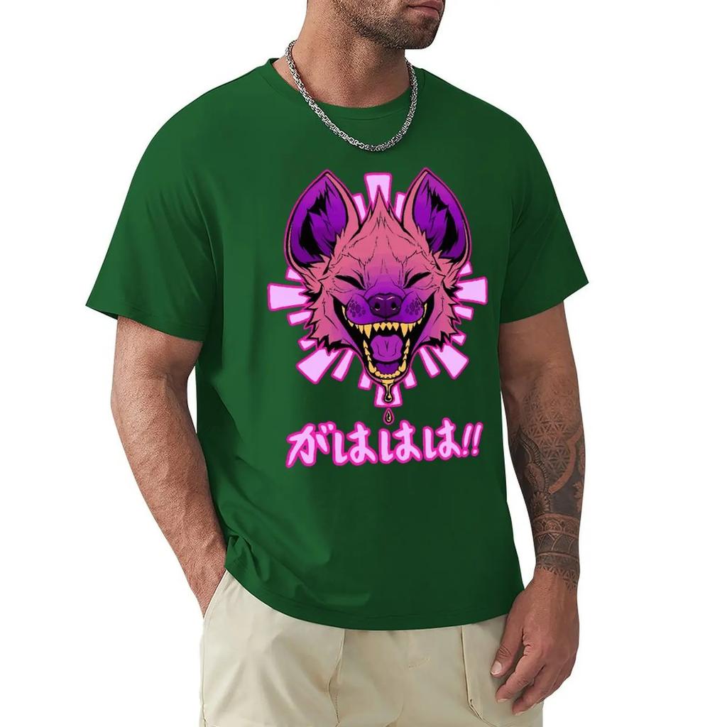 Футболка Kawaii Japanese Vaporwave Hyena GAHAHA Furry Wildlife Safari Футболка Harajuku с коротким рукавом Футболка с хлопковой графикой Топы