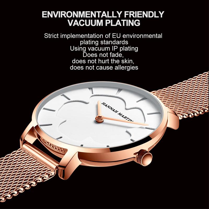 Changing Flowers Women Wristwatch Simple Fashion Pink Mesh Belt Japanese Movement Waterproof Quartz Women Watches