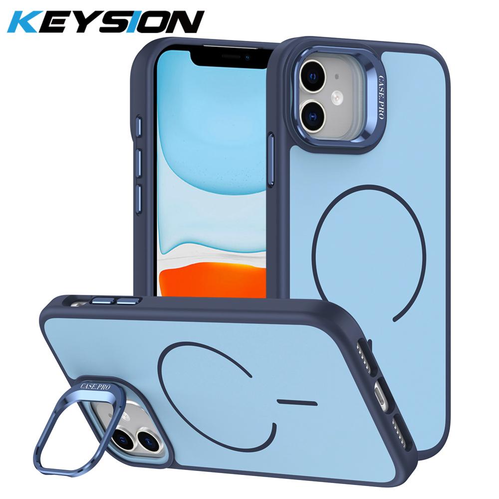 KEYSION Матовый чехол для телефона с покрытием Soft-touch, подставка для линз, для Magsafe, для iPhone 11 12 Pro Max, магнитный, беспроводная зарядка, противоударный