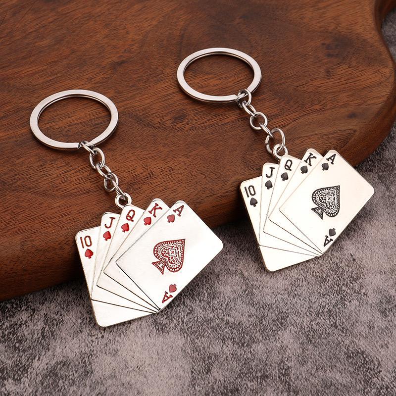 Unique Playing Cards Key Chain For Men Women Metal Holder Pendent Key Ring Leisure Bag Decoration Motorcycle Keyholder Gift