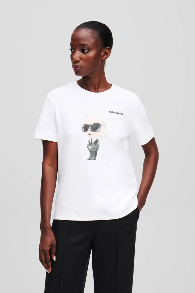 Karl Lagerfeld Biały T-Shirt Damski Ikon Aquarelle K S