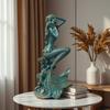 Cute retro turquoise mermaid resin statue suitable for home offices or bookshelves, ideal for decoration and a perfect gift for holidays and