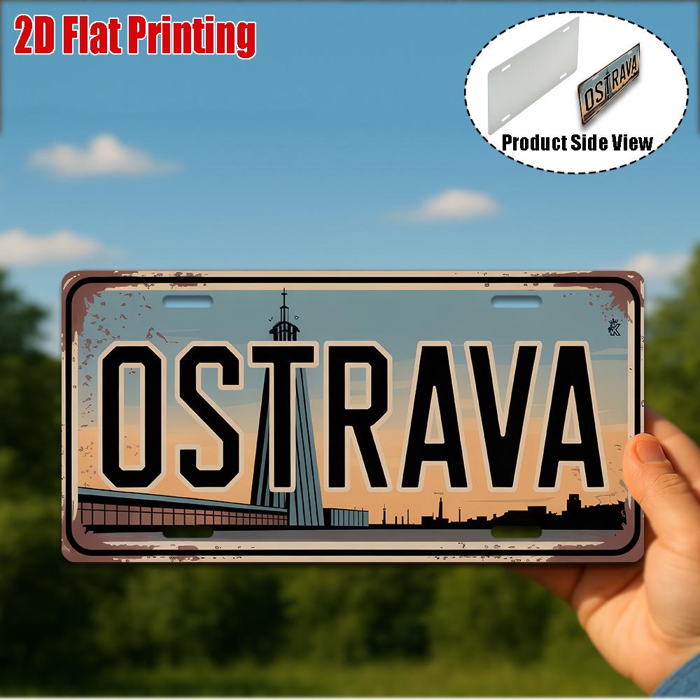 D Flat Printing pc Винтажная алюминиевая вывеска Только для декора Настенное искусство для улицы OSTRAVA Алюминиевая вывеска Ретро Декор