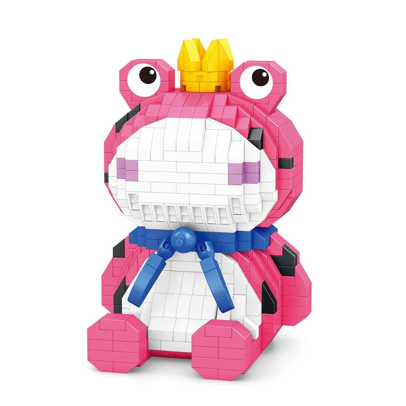 Забавные строительные блоки из микрочастиц 7645A-7646A Милая мультяшная лягушка Сборные украшения Обучающие игрушки