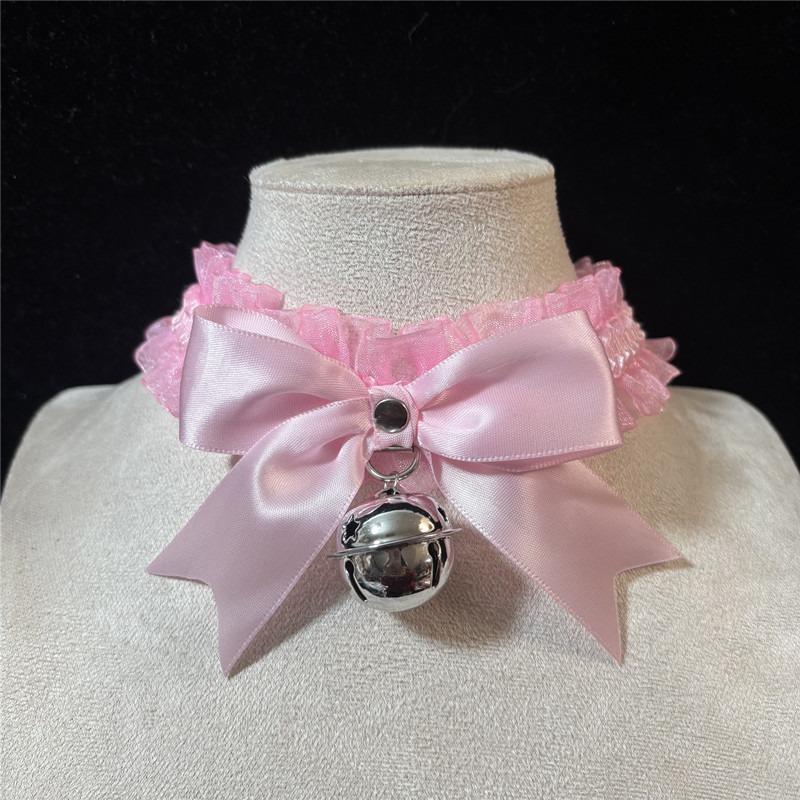 Bow Lace Bell Choker Clavicle Necklace Maid Cosplay Neck Accessories For Women