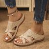 2024 Summer Women's Wedge Sandals Advanced Orthopedic Open Toe Versatile Retro Anti-Slip Leather Casual Women's Retro Slippers