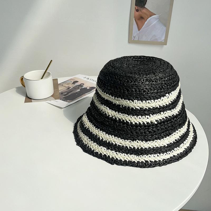 Шляпа женская новинка 2024 года, пляжная соломенная шляпа для отдыха на море, летняя соломенная шляпа-ведро для защиты от солнца, соломенная шляпа-ведро, шляпа-тазик
