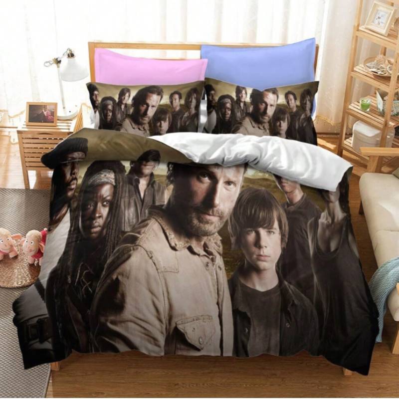Walking Dead The Series Printed Duvet Cover Pillowcase Bedding Three Piece Set