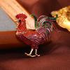 Изысканная брошь в стиле ретро с петухом и бриллиантовой эмалью - аксессуар-значок с животным