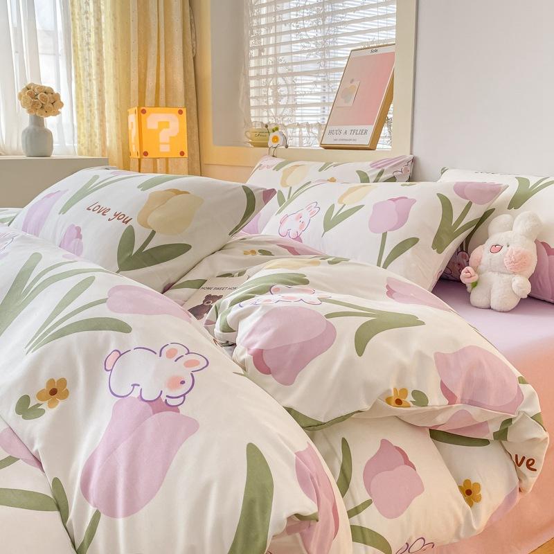 Маленький комплект из четырех предметов из свежевыстиранного хлопка, постельное белье, пододеяльник, комплект из трех предметов для односпальной кровати в общежитии