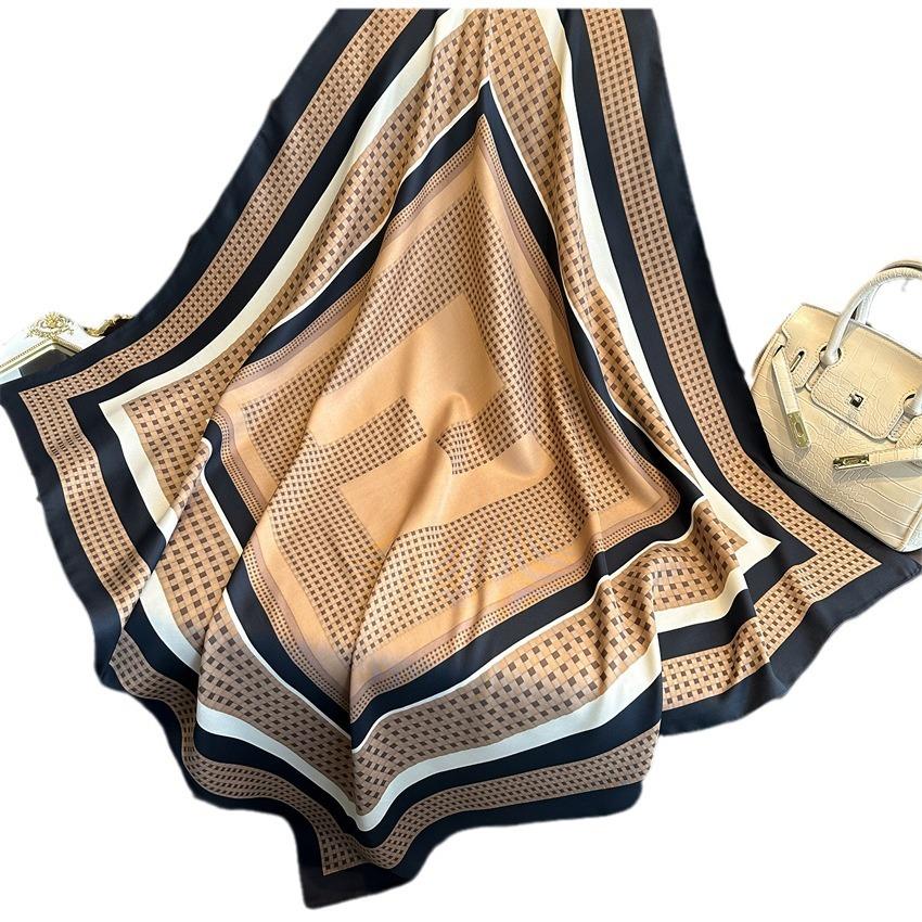 90 * 90cm New Twill Silk Simple Sun Protection Warm Large Square Scarf Shawl Headscarf For Women