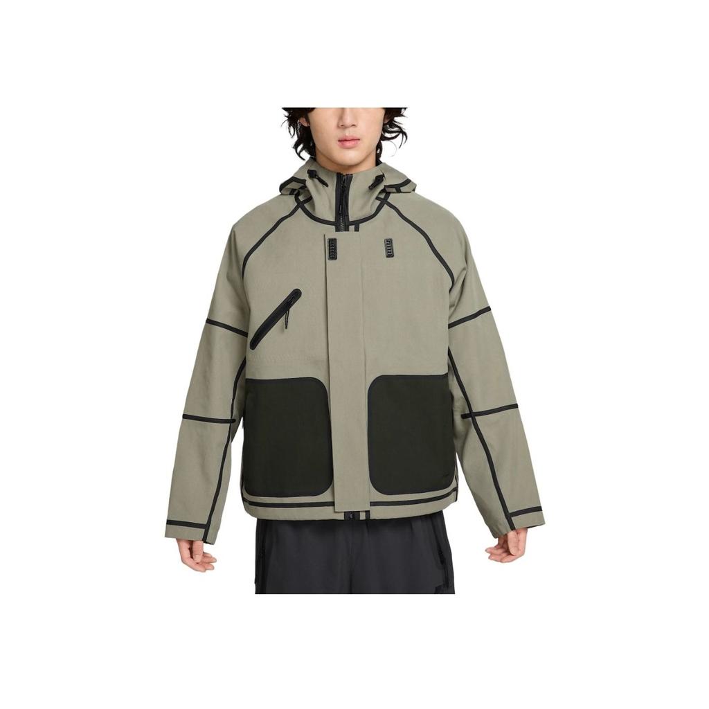 Nike Tech Storm Fit Hooded Windproof Waterproof Loose Long Sleeve Jacket Men Jacket Light-Army-Green Black HM9474-320