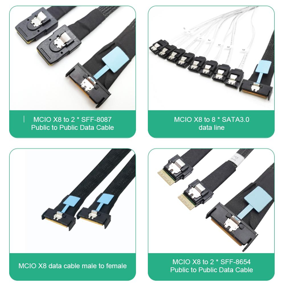 MCIO 8i 74P Slimline SAS To 2-SFF-8643 Cable 0.8m Adapter Cable Server High-Speed Adapter Cable Connection Cable Server Adapter